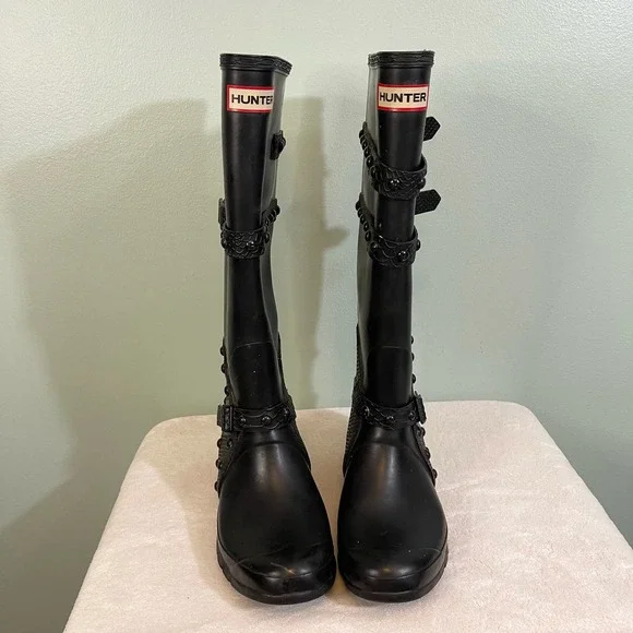 Hunter Wellies Women Black Festival Limited Edition Knee High